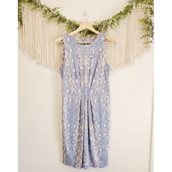 J.MCLAUGHLIN Blue Snakeskin Pleated Mini Dress L